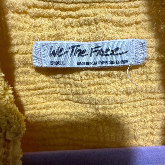 FREE PEOPLE We the Free Summer Daydream Button Down Shirt Yellow Papaya Size S - Picture 5 of 6